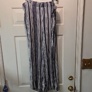one 5 one Black and White Striped Wide Leg Pants